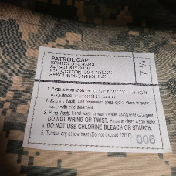 Sekri Industries Inc Official Patrol Cap, SPM1C1-07-D-N043 - Picture 6 of 6